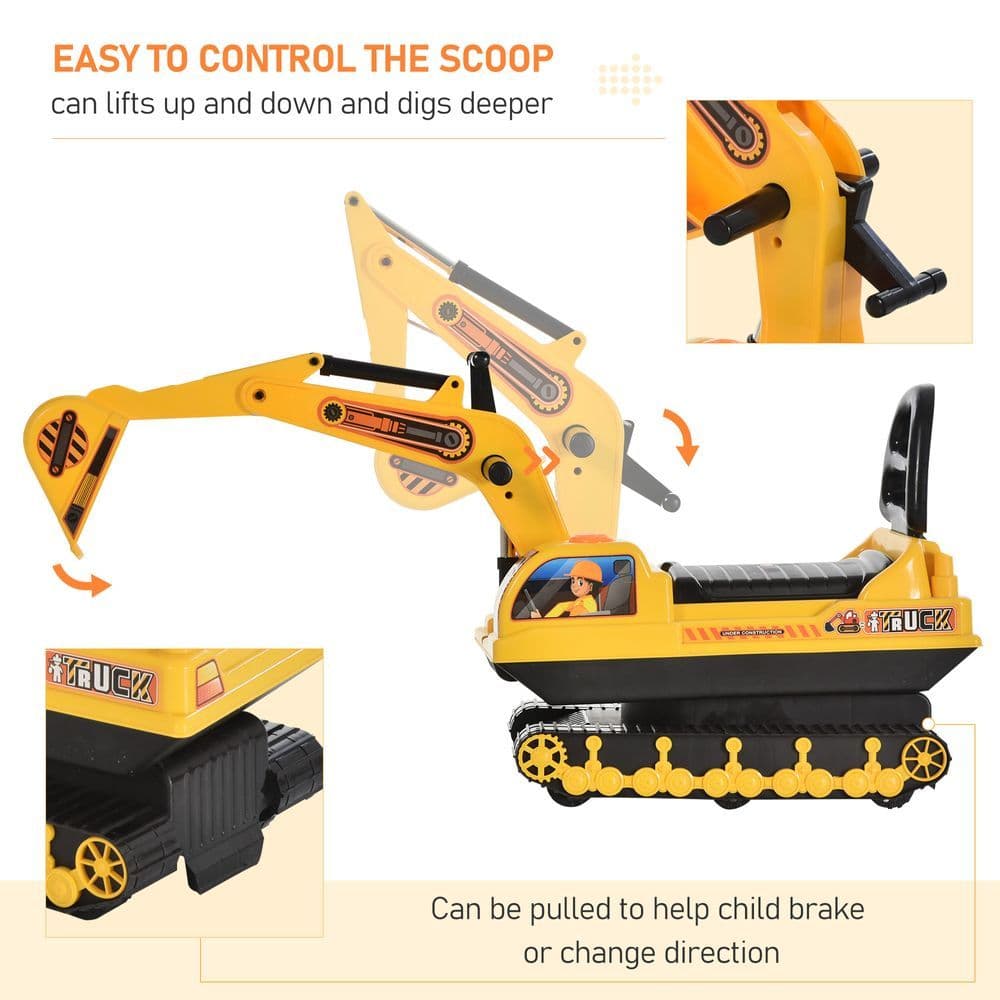 image-Ride On Excavator Toy Tractors Digger Movable Walker Construction Truck HOMCOM