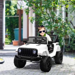 image-12V Kids Electric Ride On Car Truck Off-road Toy Remote Control White HOMCOM