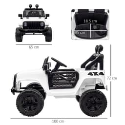 image-12V Kids Electric Ride On Car Truck Off-road Toy Remote Control White HOMCOM