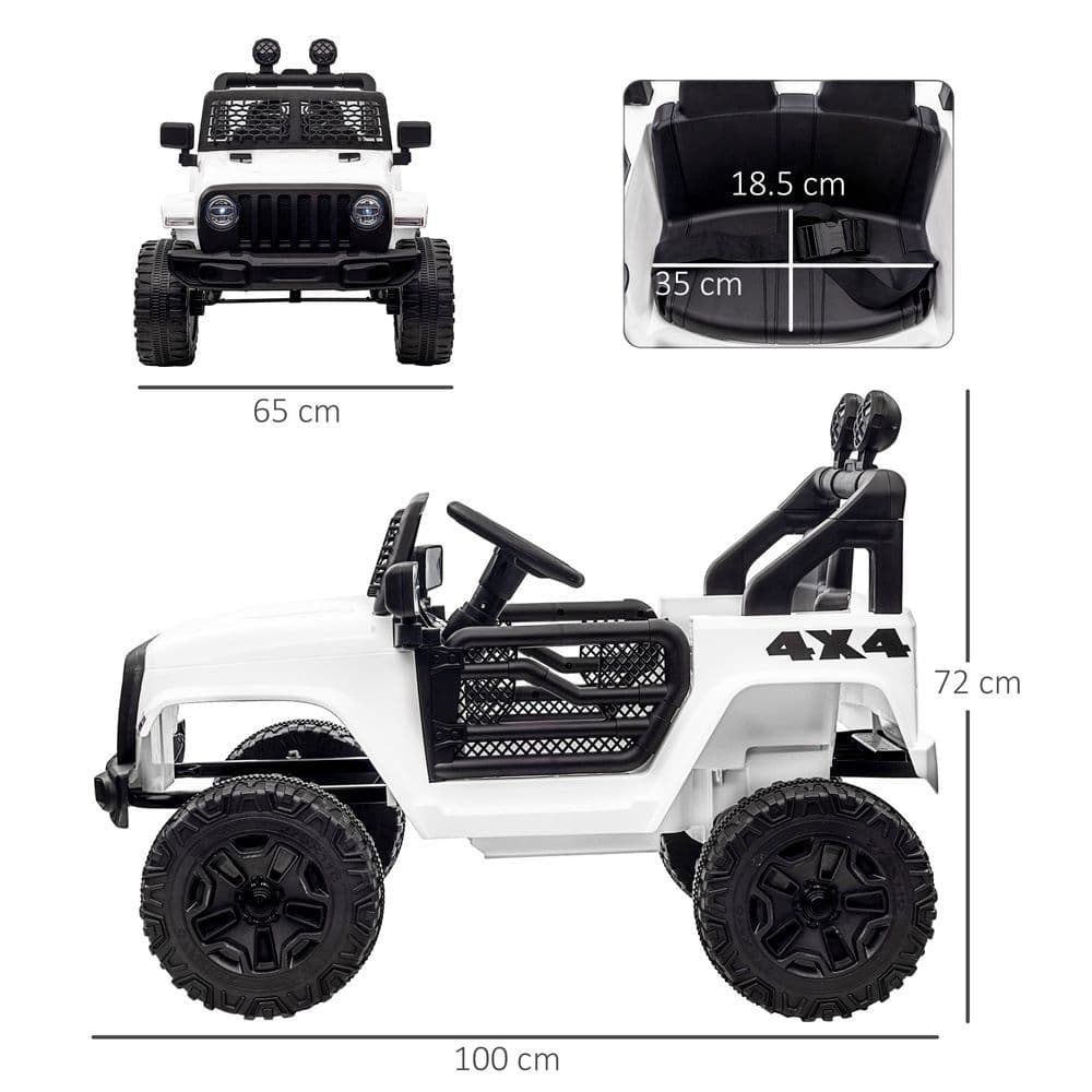 image-12V Kids Electric Ride On Car Truck Off-road Toy Remote Control White HOMCOM