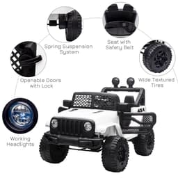 image-12V Kids Electric Ride On Car Truck Off-road Toy Remote Control White HOMCOM