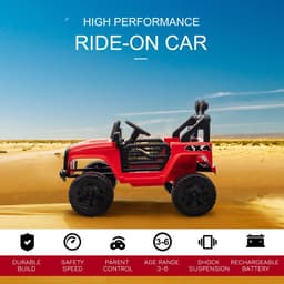 image-12V Kids Electric Ride On Car Truck Off-road Toy W/ Remote Control Red