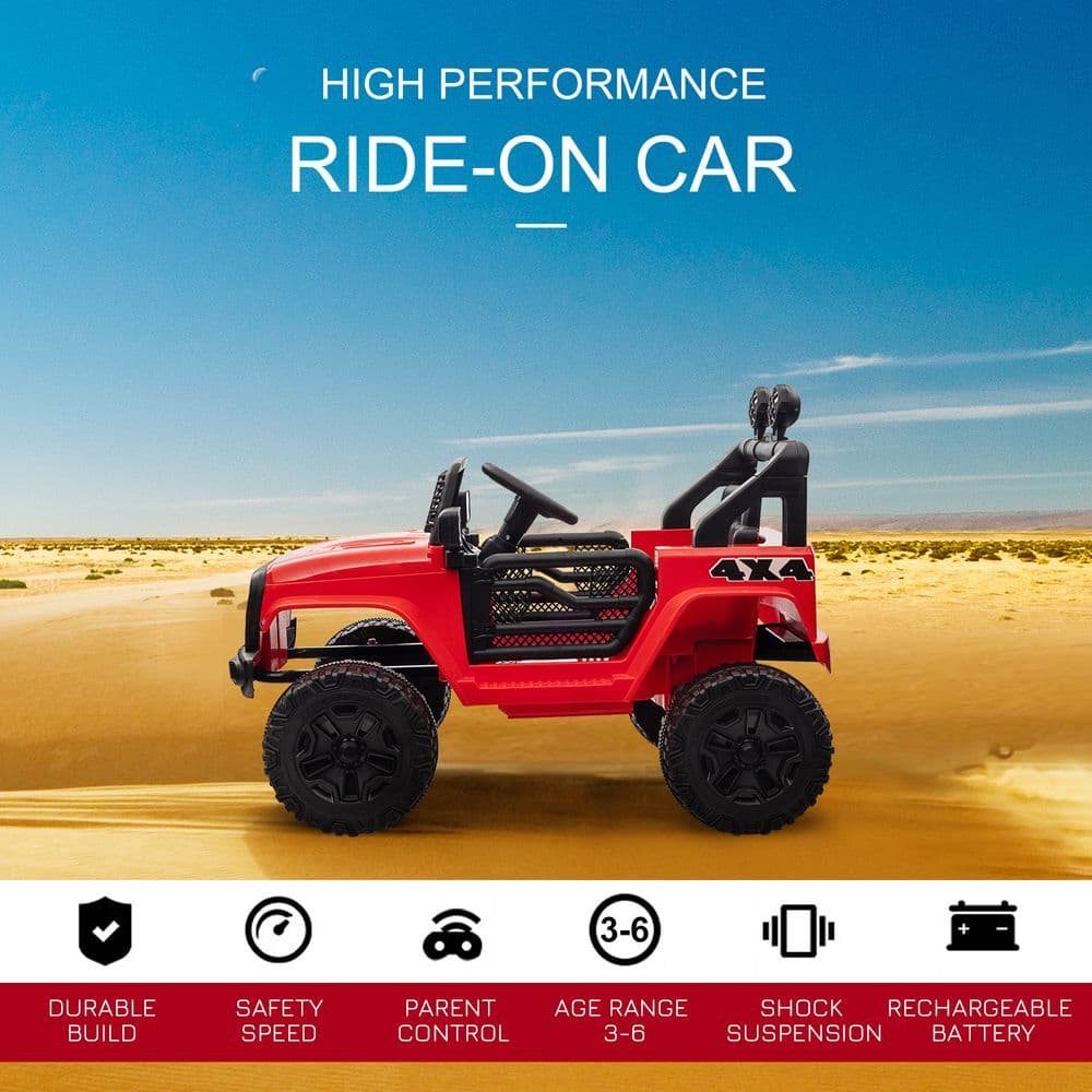 image-12V Kids Electric Ride On Car Truck Off-road Toy W/ Remote Control Red