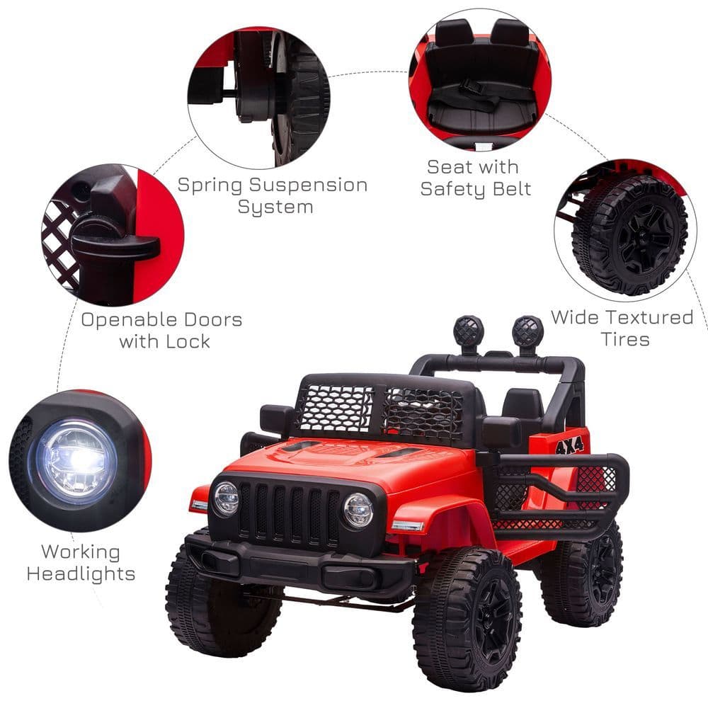 image-12V Kids Electric Ride On Car Truck Off-road Toy W/ Remote Control Red