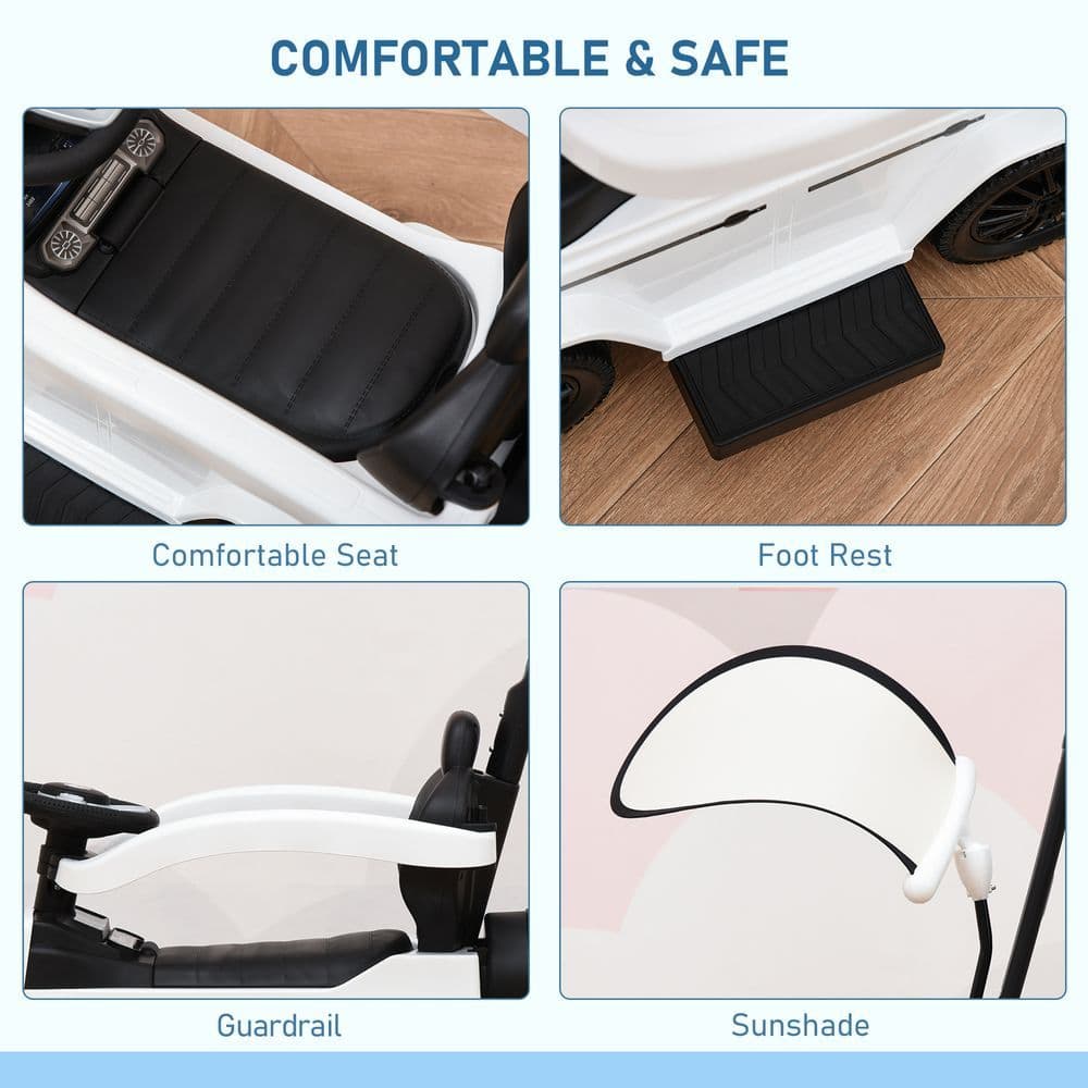 image-Benz G350 Ride-on Sliding Car Floor Slider Stroller Kids Vehicle, White HOMCOM