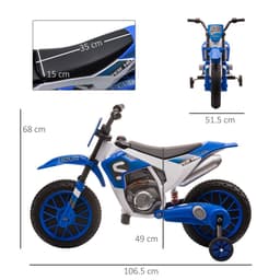 image-12V Kids Electric Motorbike Ride-On Motorcycle Training Wheels - Blue