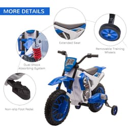 image-12V Kids Electric Motorbike Ride-On Motorcycle Training Wheels - Blue