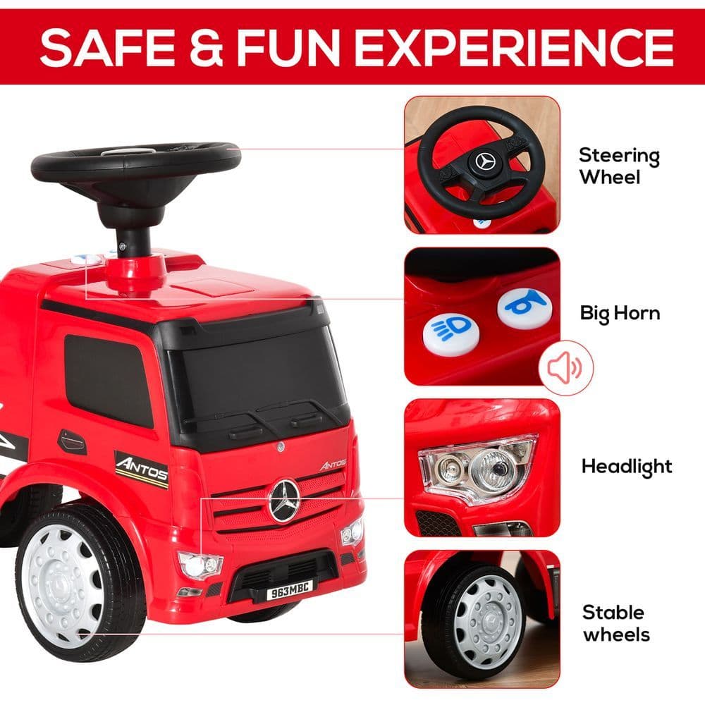 image-3-in-1 Ride On Car Kids Mercedes Truck Storage for 12 - 36 Months Red