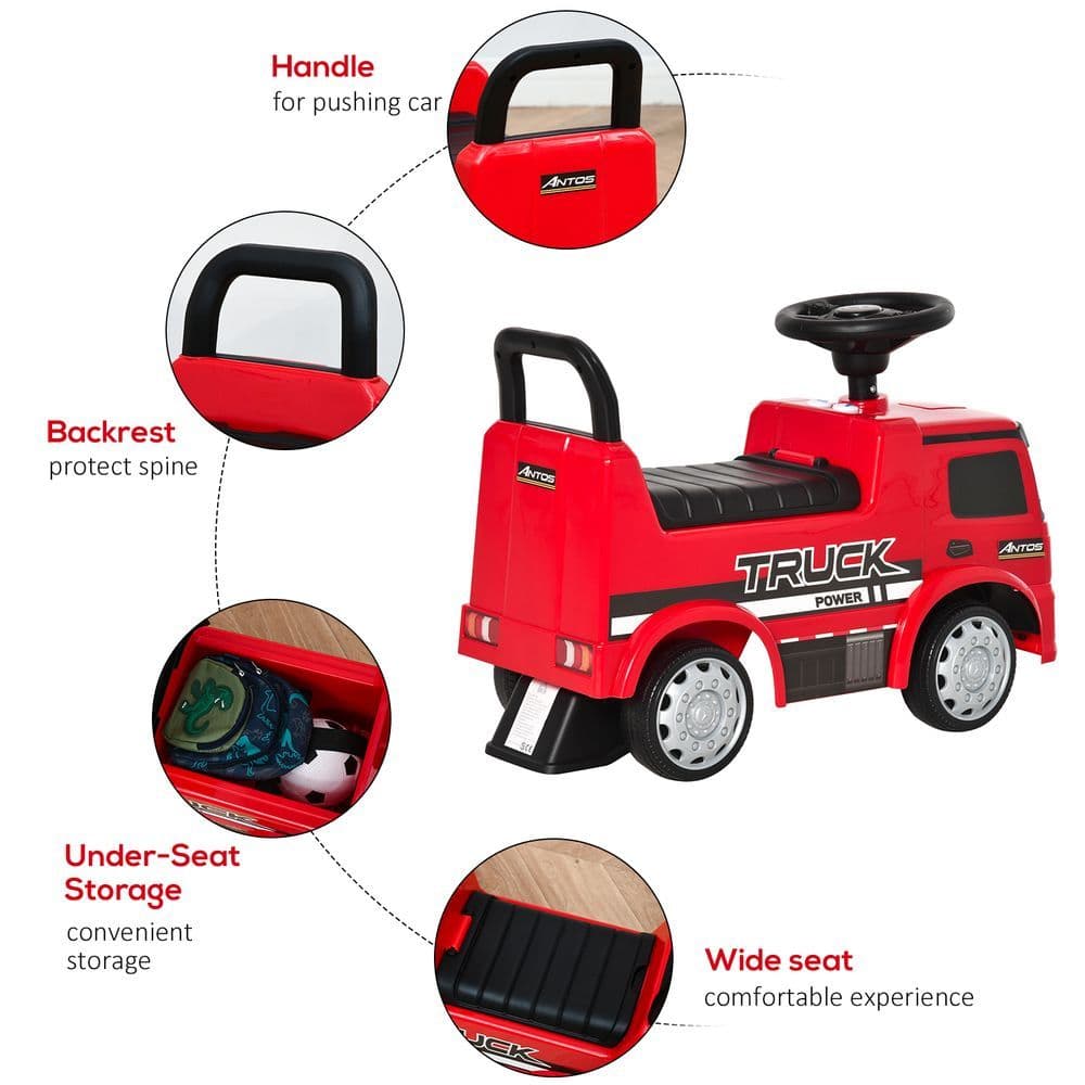 image-3-in-1 Ride On Car Kids Mercedes Truck Storage for 12 - 36 Months Red