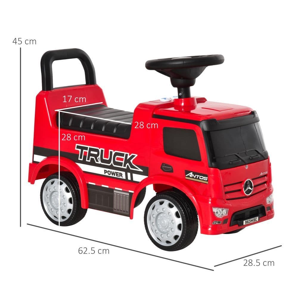 image-3-in-1 Ride On Car Kids Mercedes Truck Storage for 12 - 36 Months Red