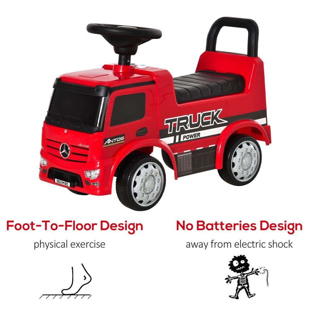 image-3-in-1 Ride On Car Kids Mercedes Truck Storage for 12 - 36 Months Red