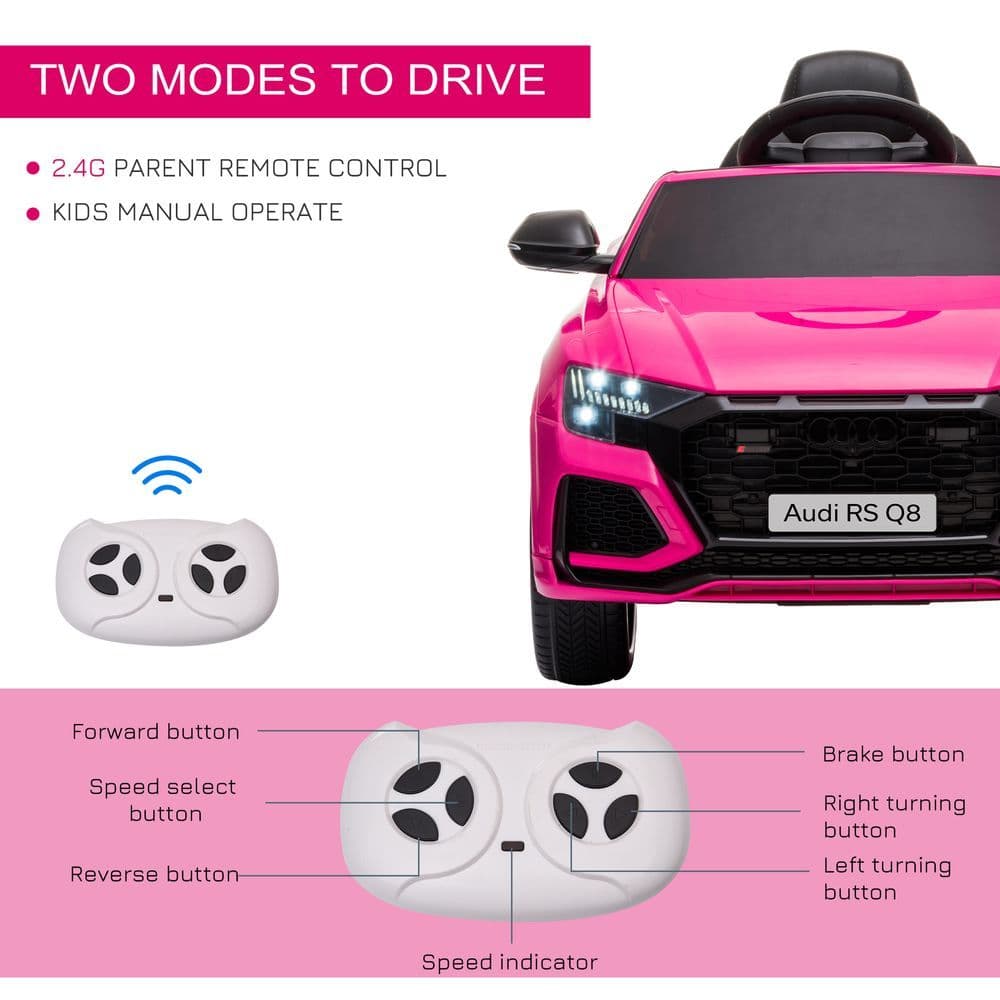 image-Audi RS Q8 6V Kids Electric Ride On Car Toy w/ Remote Control Pink HOMCOM