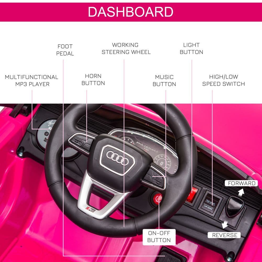 image-Audi RS Q8 6V Kids Electric Ride On Car Toy w/ Remote Control Pink HOMCOM
