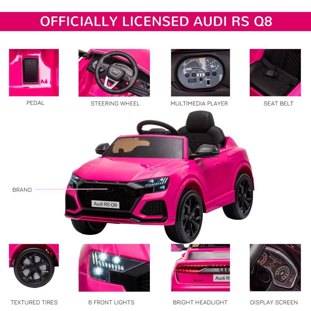 image-Audi RS Q8 6V Kids Electric Ride On Car Toy w/ Remote Control Pink HOMCOM
