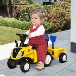 image-Ride On Tractor Toddler Walker Foot To Floor Slider 12-36 Months Yellow HOMCOM