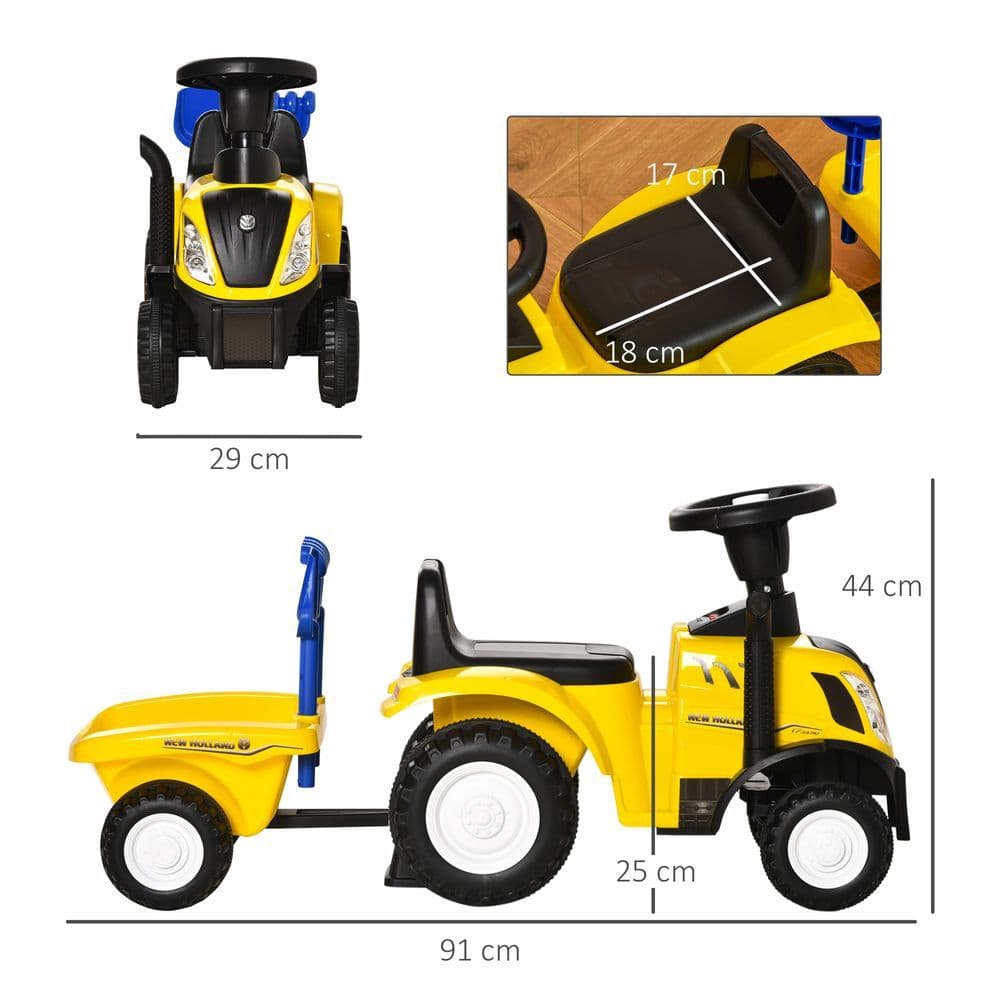 image-Ride On Tractor Toddler Walker Foot To Floor Slider 12-36 Months Yellow HOMCOM