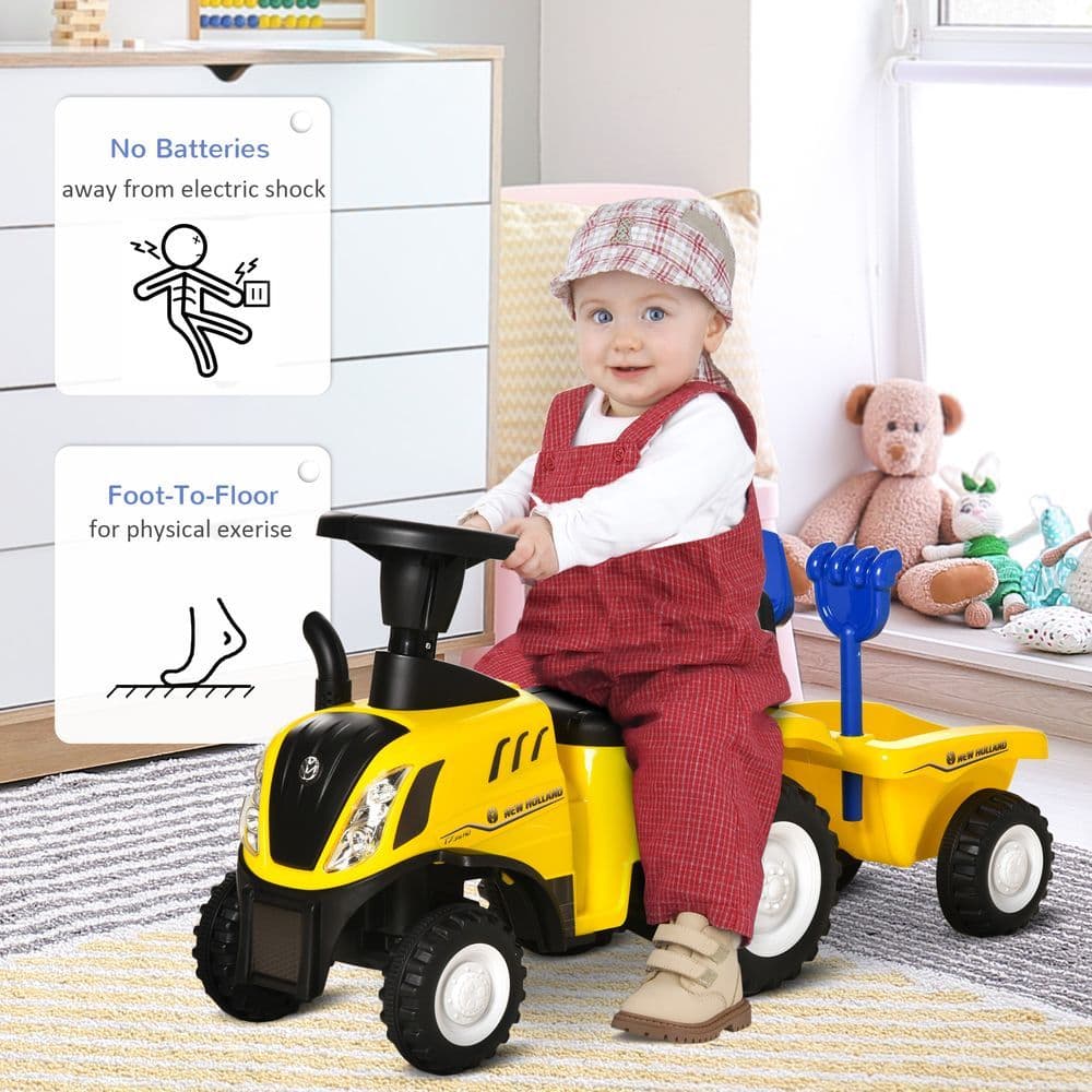 image-Ride On Tractor Toddler Walker Foot To Floor Slider 12-36 Months Yellow HOMCOM