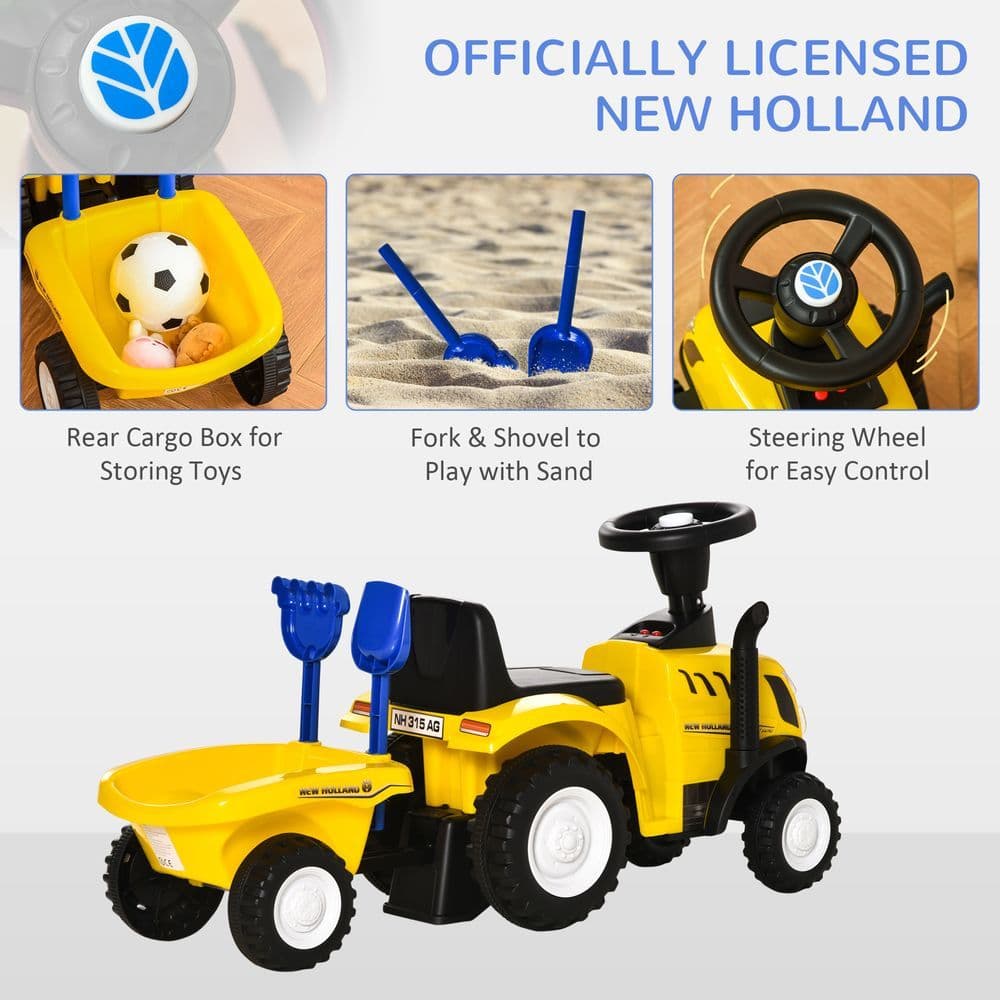 image-Ride On Tractor Toddler Walker Foot To Floor Slider 12-36 Months Yellow HOMCOM