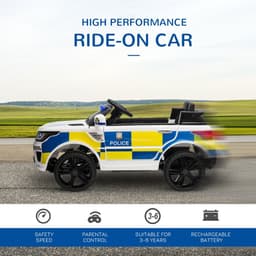 image-12V Kid Electric Ride On Police Car w/ Remote Siren Bluetooth 3-6 Years HOMCOM