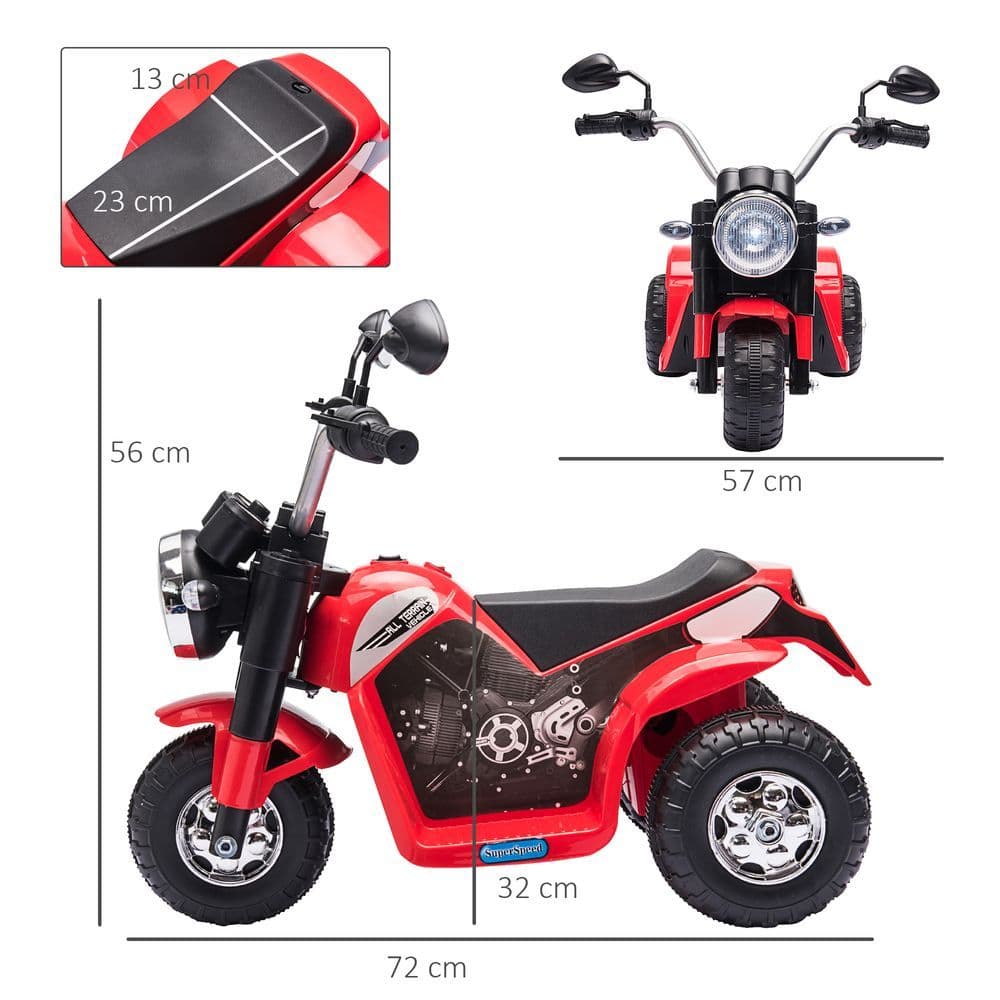 image-Kids 6V Electric Motorcycle Ride-On Toy Battery 18 - 36 Months Red HOMCOM