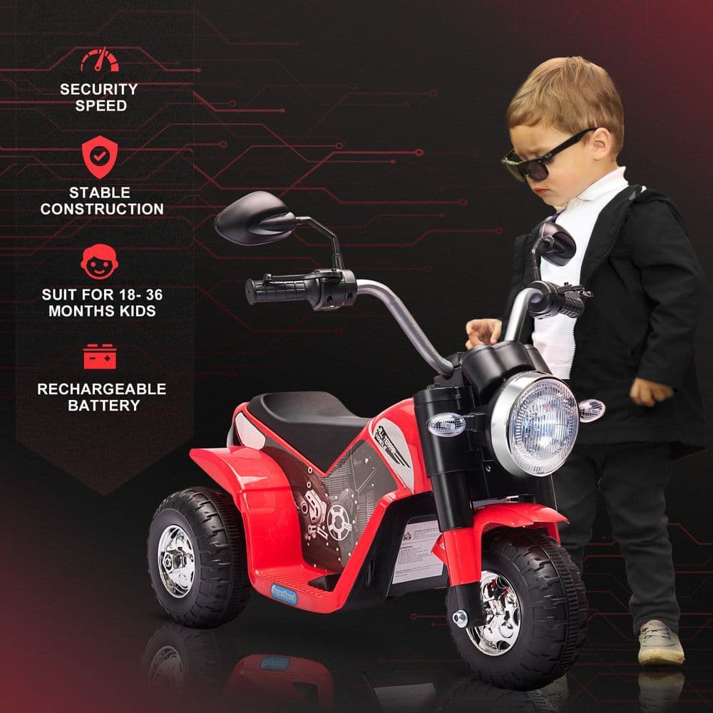 image-Kids 6V Electric Motorcycle Ride-On Toy Battery 18 - 36 Months Red HOMCOM