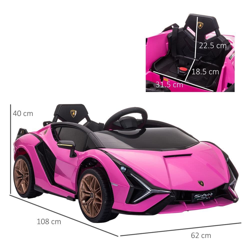 image-Lamborghini SIAN 12V Kids Electric Ride On Car Toy w/ Remote Control HOMCOM