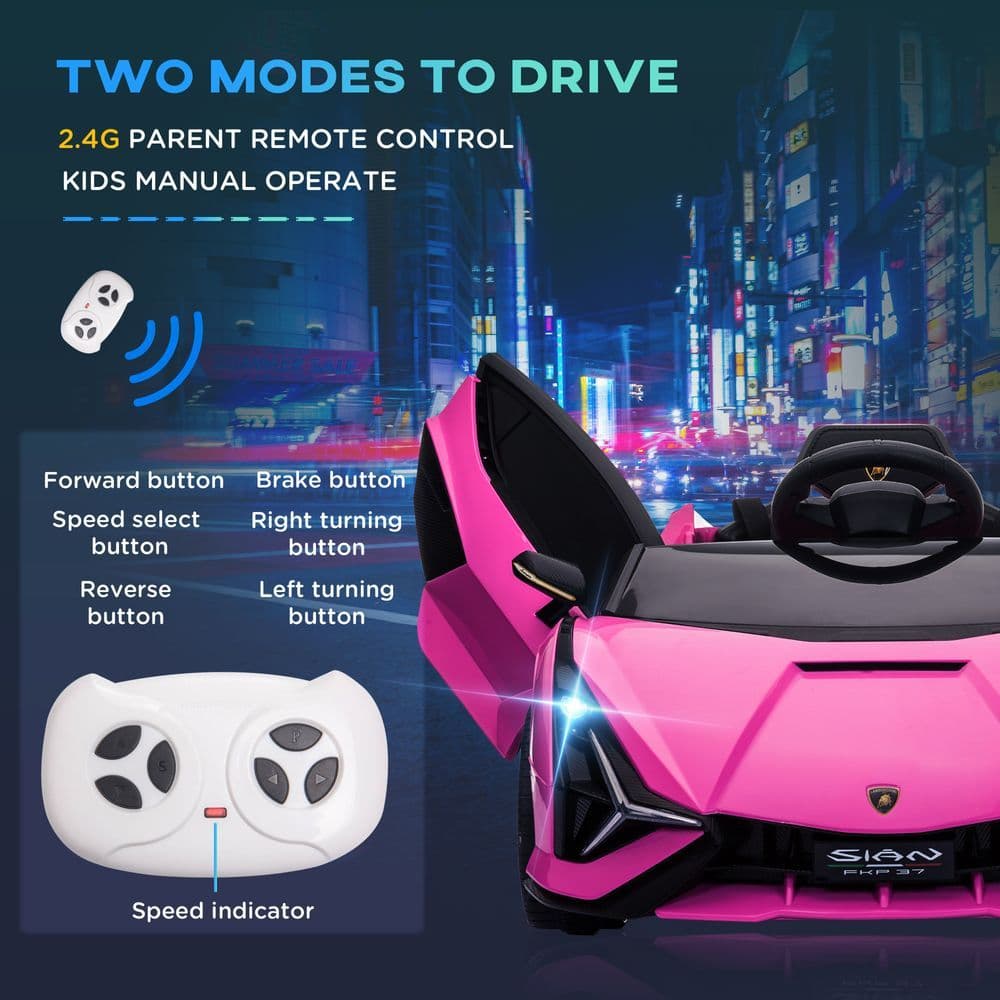 image-Lamborghini SIAN 12V Kids Electric Ride On Car Toy w/ Remote Control HOMCOM