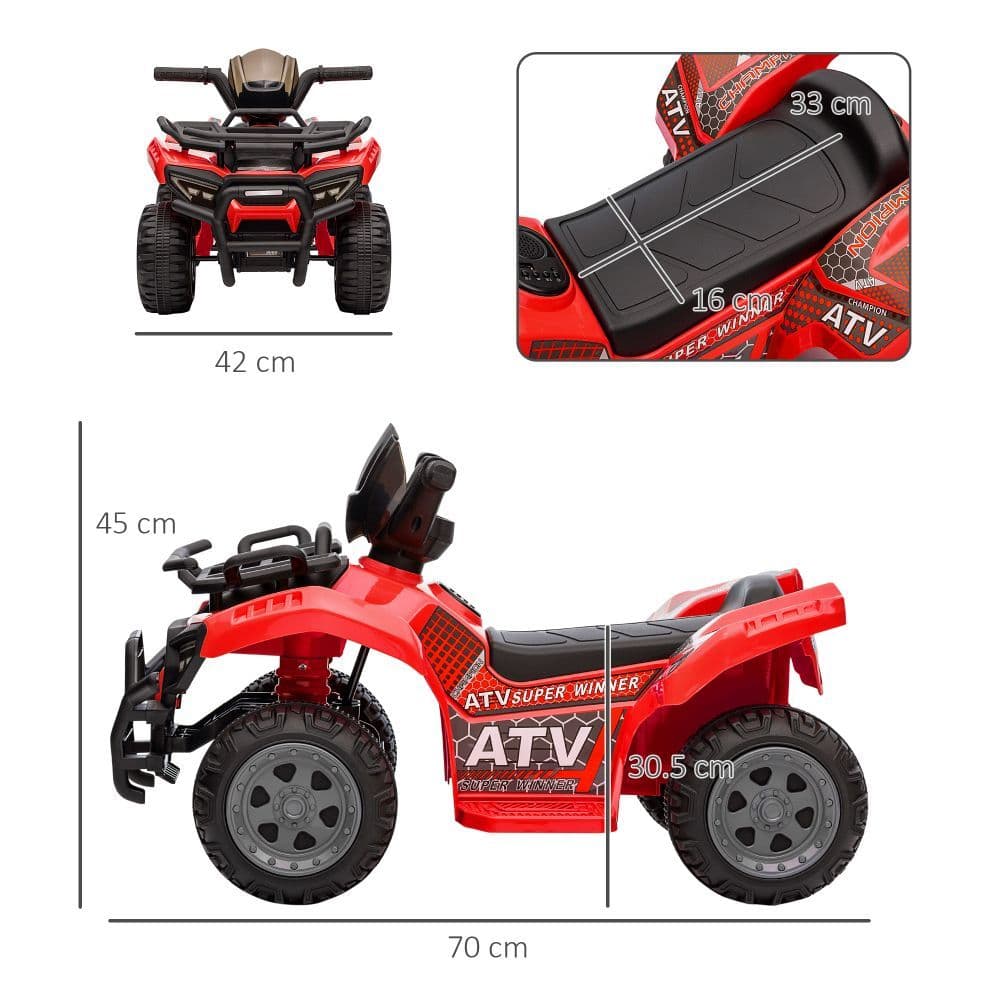 image-6V Kids Electric Ride on Car Toddler Quad Bike ATV for 18-36 month Red