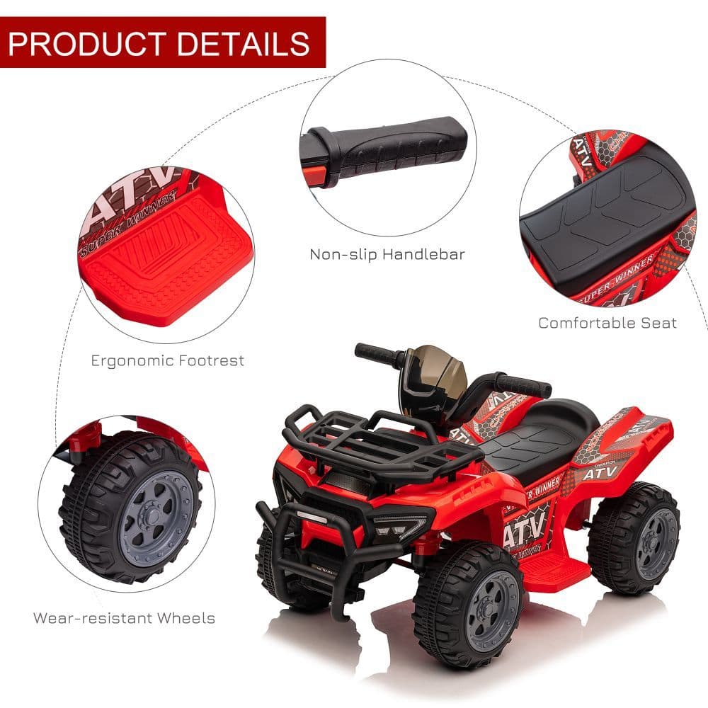 image-6V Kids Electric Ride on Car Toddler Quad Bike ATV for 18-36 month Red