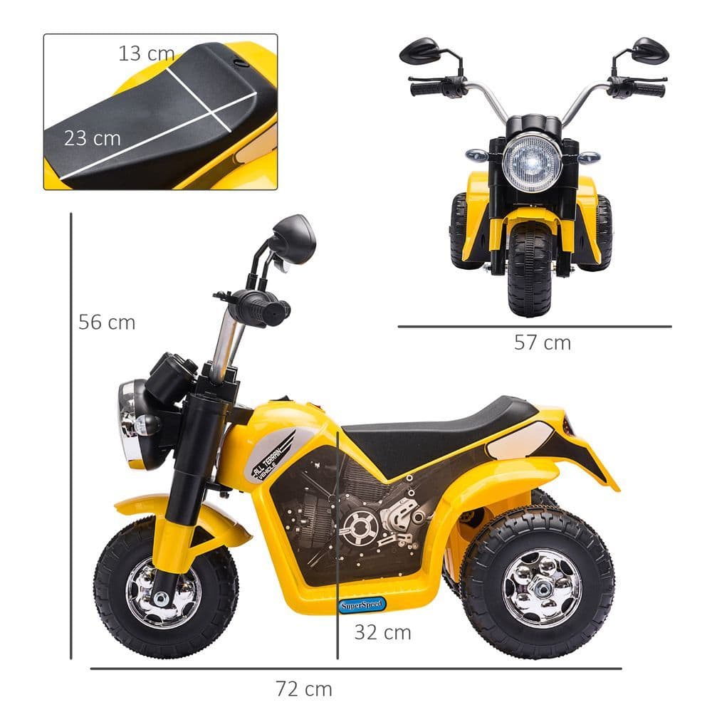 image-Kids 6V Electric Motorcycle Ride-On Toy Battery 18 - 36 Months Yellow HOMCOM