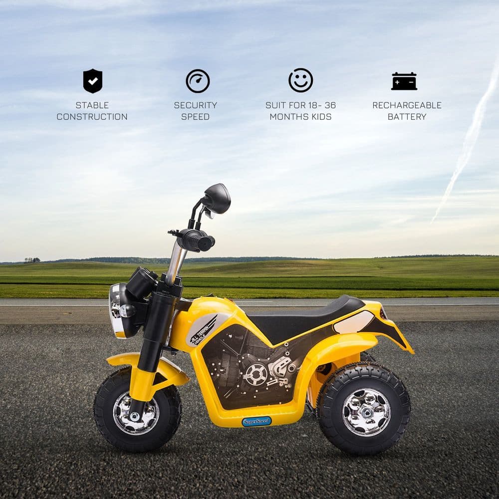 image-Kids 6V Electric Motorcycle Ride-On Toy Battery 18 - 36 Months Yellow HOMCOM