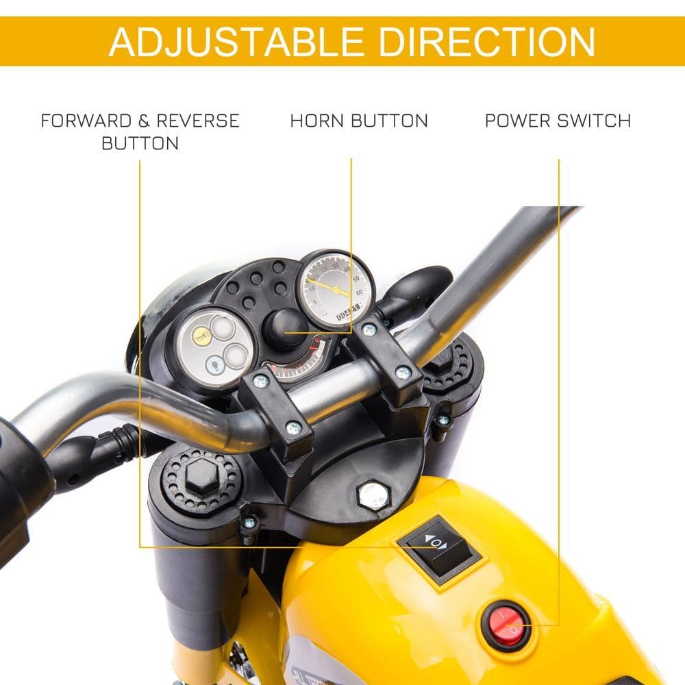 image-Kids 6V Electric Motorcycle Ride-On Toy Battery 18 - 36 Months Yellow HOMCOM