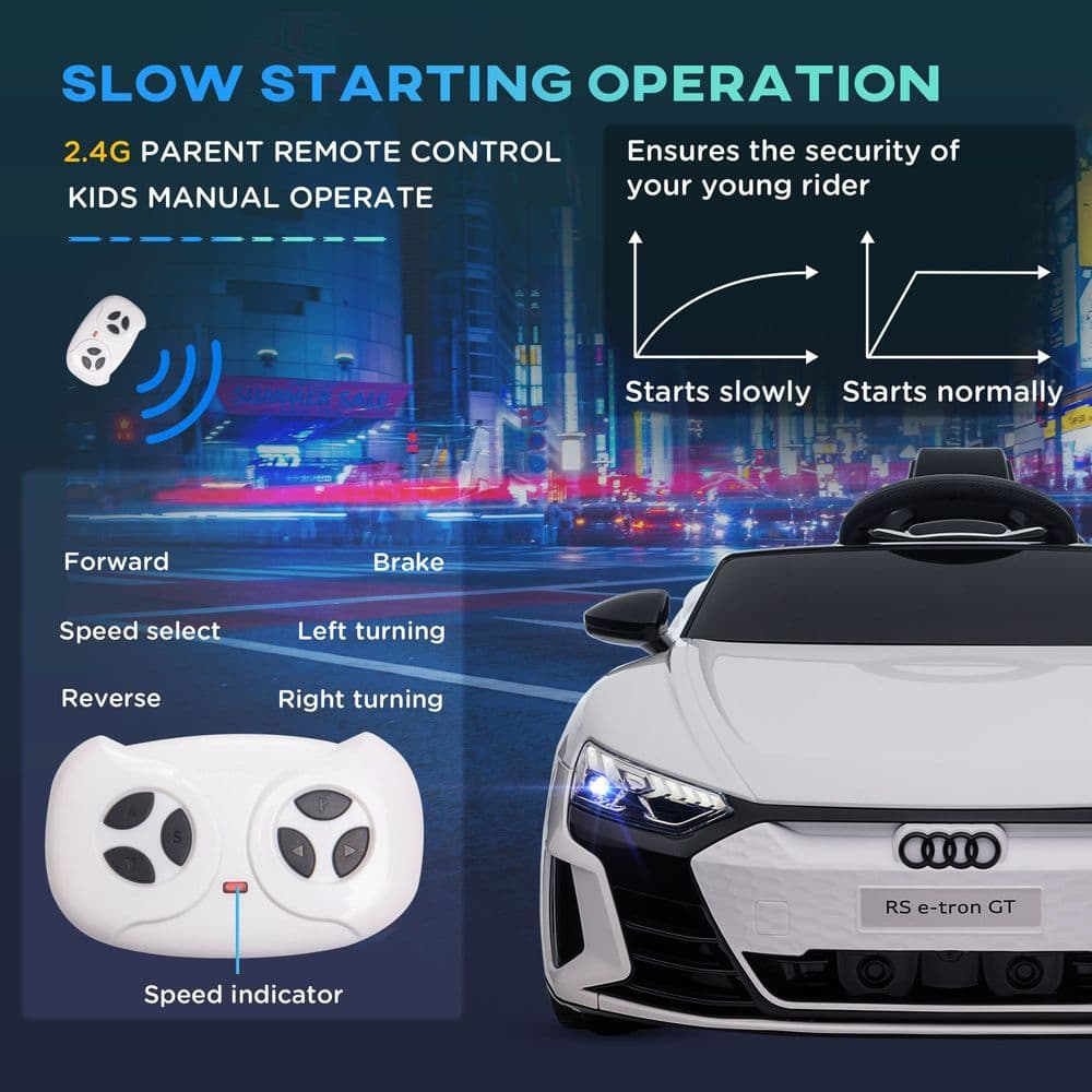 image-Audi RS e-tron GT Licensed 12V Kids Electric Ride on W/ Remote, White
