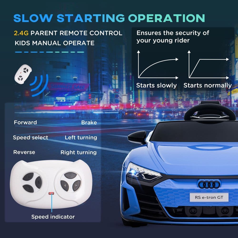 image-Audi RS e-tron GT Licensed 12V Kids Electric Ride on W/ Remote, Blue