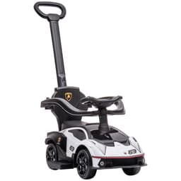 image-Lamborghini 2 in 1 Baby Ride on Push Car Toddler Push Along Car, White