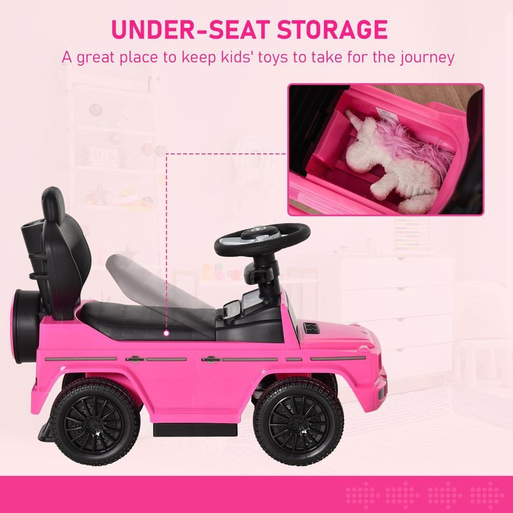 image-Benz G350 Ride-on Sliding Car Floor Slider Stroller Kids Vehicle, Pink HOMCOM