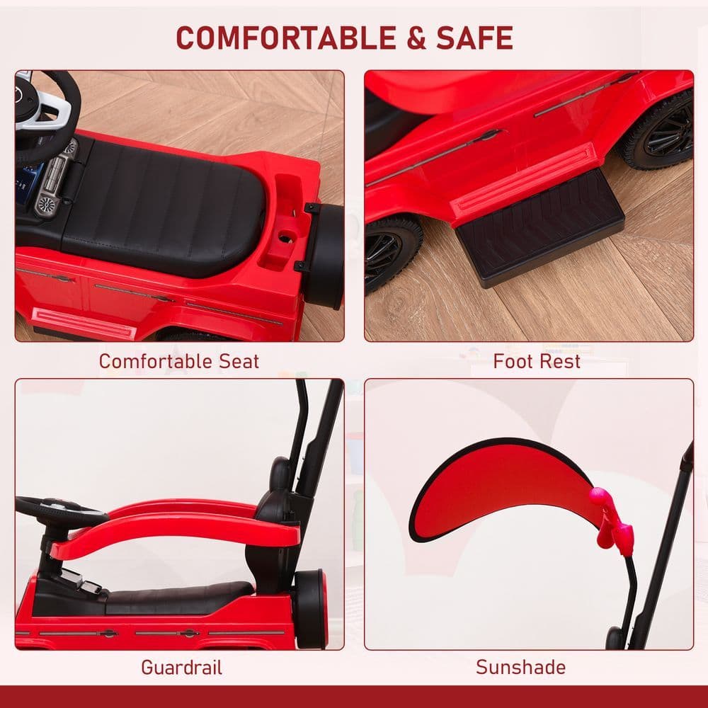 image-Benz G350 Ride-on Sliding Car Floor Slider Stroller Kids Vehicle, Red HOMCOM