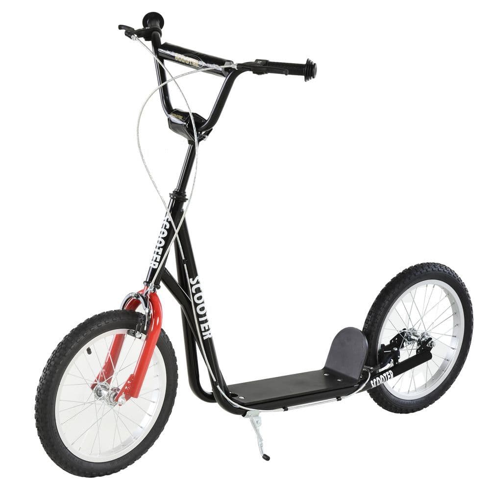 image-90-96cm Kids Kick Scooter Adjustable Handlebar Inflatable Wheels Black HOMCOM