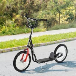 image-90-96cm Kids Kick Scooter Adjustable Handlebar Inflatable Wheels Black HOMCOM