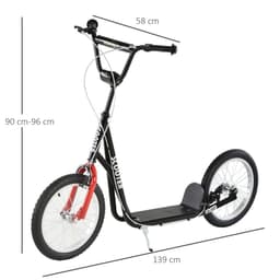 image-90-96cm Kids Kick Scooter Adjustable Handlebar Inflatable Wheels Black HOMCOM