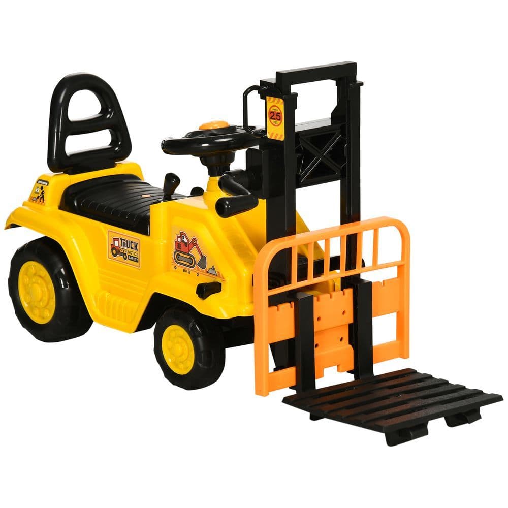 image-HOMCOM Kids Ride on Forklift Truck w/ Fork Tray, Under Seat Storage, Backrest