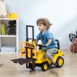 image-HOMCOM Kids Ride on Forklift Truck w/ Fork Tray, Under Seat Storage, Backrest