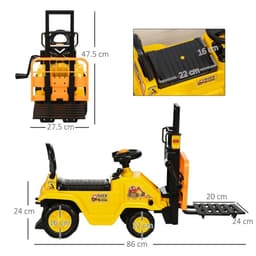 image-HOMCOM Kids Ride on Forklift Truck w/ Fork Tray, Under Seat Storage, Backrest