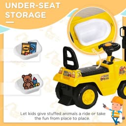 image-HOMCOM Kids Ride on Forklift Truck w/ Fork Tray, Under Seat Storage, Backrest