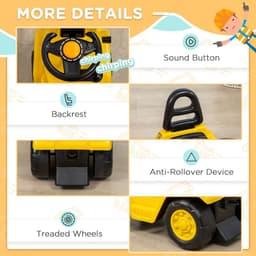 image-HOMCOM Kids Ride on Forklift Truck w/ Fork Tray, Under Seat Storage, Backrest
