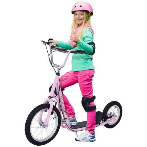 image-Teen Scooter Adjustable Height Dual Brakes Rubber Wheels Kickstand HOMCOM