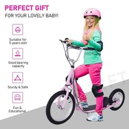 image-Teen Scooter Adjustable Height Dual Brakes Rubber Wheels Kickstand HOMCOM