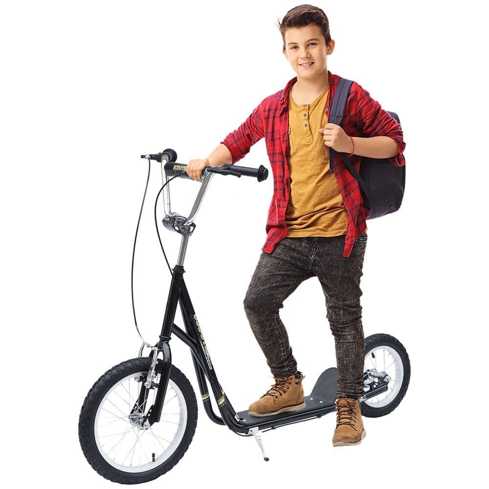 image-HOMCOM Teen Scooter Adjustable Height Dual Brakes Rubber Wheels Kickstand,