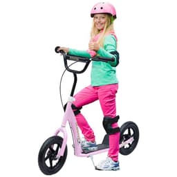 image-Push Scooter Teen Kids Stunt Bike Ride On with 12" EVA Tyres, Pink HOMCOM