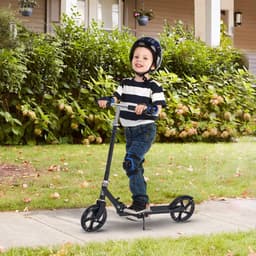 image-Kids Scooter Ride On Toy Height Adjustable For 7-14 Years, Black HOMCOM